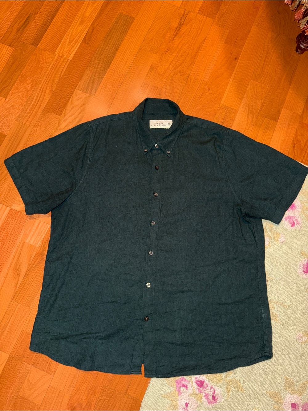 Abercrombie & Fitch Short-Sleeve Button-Down Shirt in Dark Teal